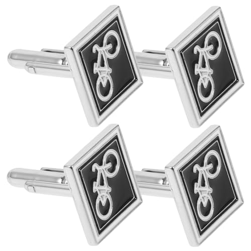 POPETPOP 2 Paare Herren Manschettenknöpfe Metall Fahrrad Design Schwarzer Hintergrund Stabile Fahrrad Cufflinks für Business Hemd und Anzug Stilvolle Herren Hemd Knöpfe Vielseitig für von POPETPOP