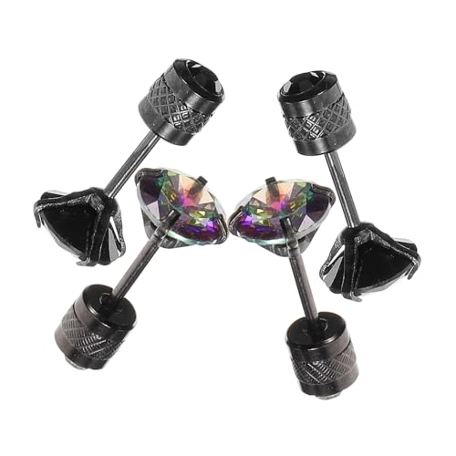 POPETPOP 2 Paare Hypoallergene Kleine Ohrstecker Schraubverschluss Modische Ohrschmuck Damen Teenager Vielseitig Kombinierbar Schwarz von POPETPOP