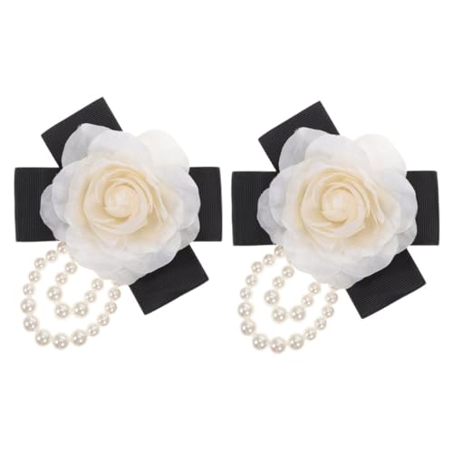 POPETPOP 2 STÜCK Blumenbroschen mit Französischem Schleifendesign Anstecknadeln für Damen Stilvolle Perlenblüten Broschen Dekorative Pins für Kleider und Kleidung von POPETPOP