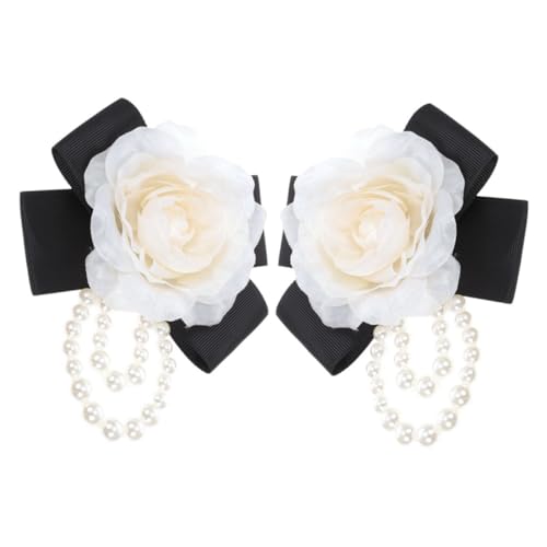 POPETPOP 2 STÜCK Broschen mit Stoffblume und Perle Kamelie Anstecknadeln für Damen Französischer Schleifen Look Modische Kleidungs Dekoration für Festliche und Alltagsszenarien von POPETPOP