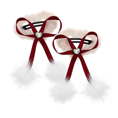 POPETPOP 2 STÜCK Rote Herz Haarspangen mit Schleifen Design Kuschelige Haarklammern für Damen Dekorative Niedliche Haarschleifen Geeignet für Valentinstag Party und Romantische Anlässe von POPETPOP