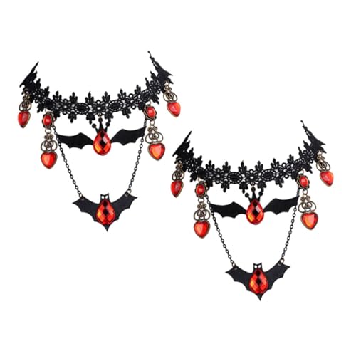 POPETPOP 2 STÜCK Vintage Halloween Fledermaus Choker Halskette Damen Vampir Schmuck Hautfreundlich Komfortabel Für Kostümparty Geschenkidee von POPETPOP