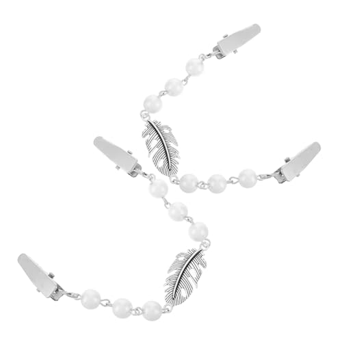 POPETPOP 2 STÜCK Vintage Pullover Clips mit Perlenbesatz Teiliges Shawl Chain Clips für Damen Strickjacken und Kleid Broschen zum Fixieren von Cardigans und Schals von POPETPOP