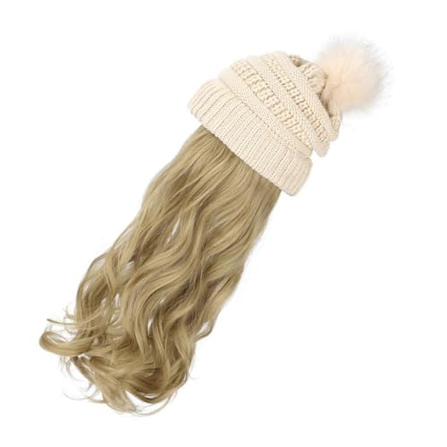 POPETPOP 2 Sätze abnehmbare Perückenkappe Hut mit Haaren blonde Perücken Strickmütze mit Haar Strickmütze mit abnehmbarer Perücke Hüte Satinhaube Beanie mit angesetztem Haar für Damen von POPETPOP