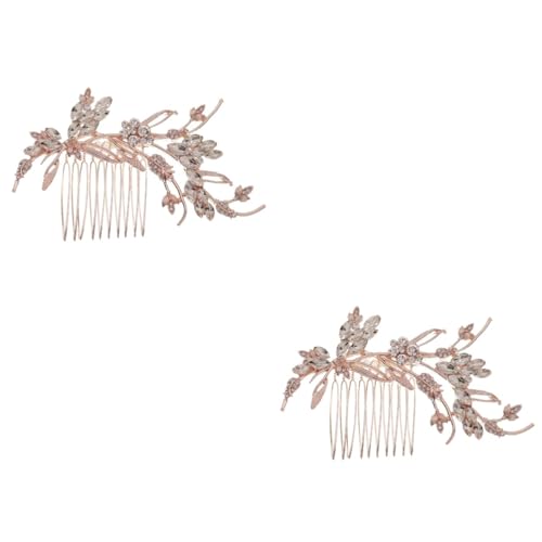 POPETPOP 2 Stk Kamm Tiara Für Die Hochzeit Der Braut Roségoldene Haarspange Haarspangen Mit Strass Strass-kopfschmuck Hochzeitshaarspangen Für Bräute Haarklammer Kristall Anmut Legierung von POPETPOP