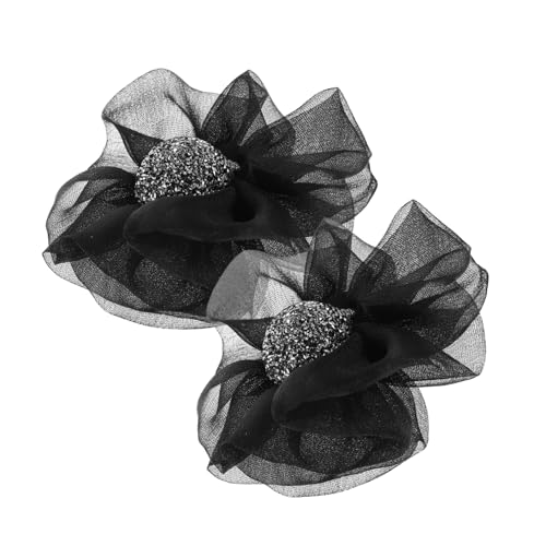 POPETPOP 2 Stück Abnehmbare Schwarze Blüten Schuhclips aus Stoff Strapazierfähige Hochzeits und Party Schmuckdekoration für Damen High Heels von POPETPOP