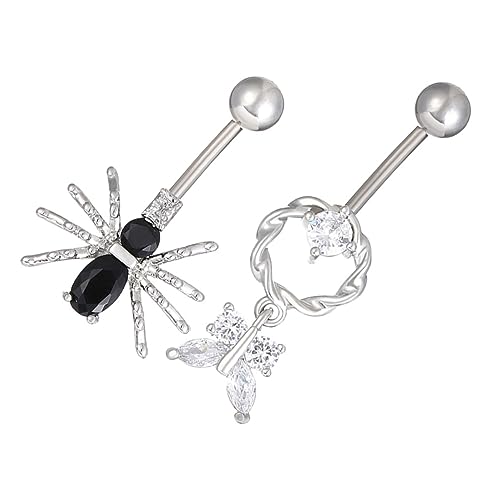 POPETPOP 2 Stück Bauchnabelpiercing Damen Schmetterling und Spinne Körperschmuck Modisch Baumelnd für Party Alltag von POPETPOP