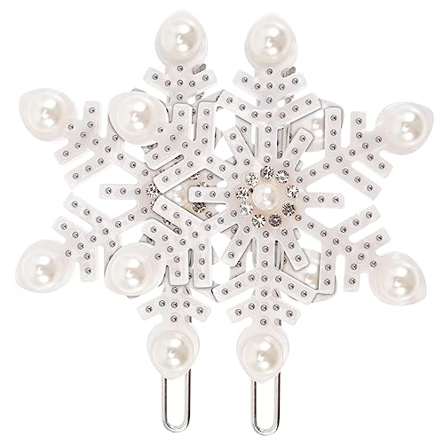 POPETPOP 2st Haarschmuck Für Weihnachten Haarspangen Für Damen Weihnachtshaarspange Glitzernde Winterhaarnadeln Strass-schneeflockenspangen Alexander Fräulein Acetatfolie Mädchen Weiß von POPETPOP