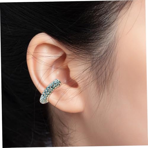 POPETPOP 2 Stück C Förmige Clip Ohrringe Damen Strass Ohrclips Nicht Durchstochen Eleganter Schmuck für Hochzeit Feiertage Weihnachten Blau von POPETPOP