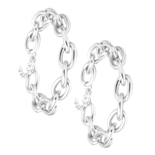 POPETPOP 2 Stück Chunky Link Choker Halskette Aluminium Vintage Punk Schmuck Damen Geometrisch Leicht Modern Minimalistisch von POPETPOP