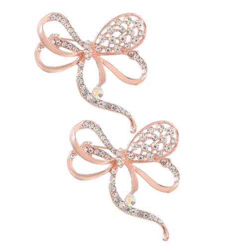 POPETPOP 2 Stück Damen Broschen Schleifen Anstecknadeln aus Legierung mit Funkelnden Strasssteinen Schmuck Broschen für Kleidung und Outfit Dekoration Roségoldfarbene Accessoires von POPETPOP