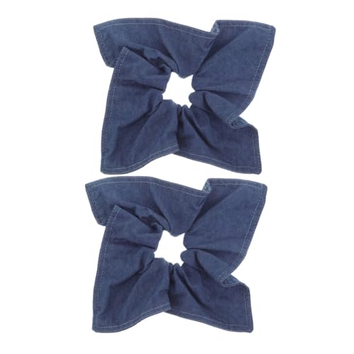 POPETPOP 2 Stück Denim Blaue Haargummis Quadratisch Elastisch Modisch Vielseitig für Damen Haarstyling Alltag Party Haarschmuck Frauen Robust Bequem Komfortabel von POPETPOP