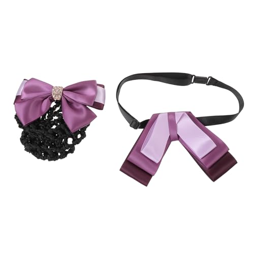 POPETPOP Gebäck 2 Stück Dutt-Clips Für Damen Einheitliche Haar-Dutt-Clips Für Damen Dutt-Netz Für Haar-Dutt-Clips Für Haar-Dutt-Halter Für Damen-Haar-Accessoires Lila Fliege Miss-Stoff von POPETPOP