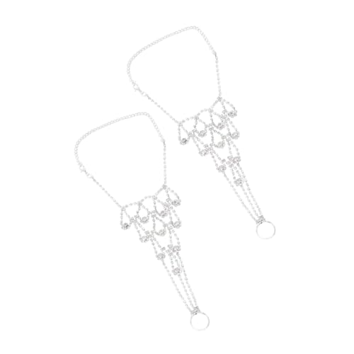 POPETPOP 2 Stück Einstellbares Fußkettchen mit Funkelnden Strasssteinen Leichtes Strand Schmuck für Frauen Verstellbare Fußkette für Hochzeit Sommerpartys und Lässige Looks von POPETPOP