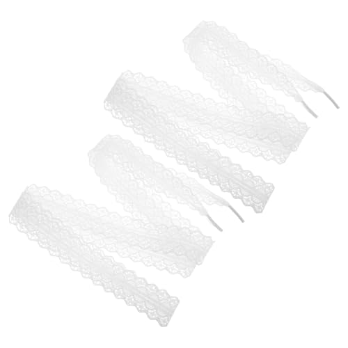 POPETPOP 2 Stück Elastische Spitzen Schnürsenkel Weiß Flach Löse Spitze Bänder für Damen High Heels Sneakers Ballettstil Modische Accessoires für Vielseitige Schuhkompatibilität von POPETPOP