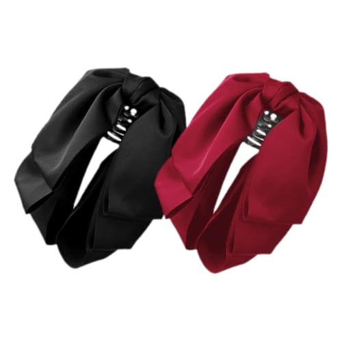 POPETPOP 2 Stück Französische Haarklammer mit Schleife und Band Großer Haarklammer Kralle für Damen Sicherer Französisches Design für Alltag und Festliche Frisuren von POPETPOP