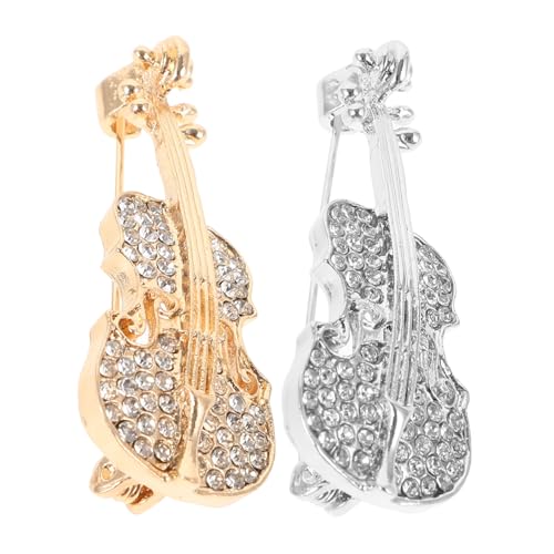 POPETPOP 2 Stück Geigen Broschen für Damen aus Langlebiger Legierung Funkelnde Schmuck Anstecknadeln für Kleidung Schals und Hüte Sicherer Halt Vielseitig für Festliche Anlässe Wie von POPETPOP
