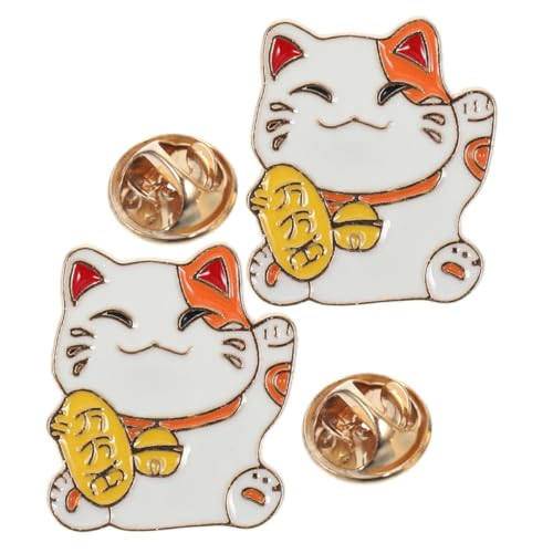 POPETPOP 2 Stück Glückskatzenbrosche Katze-emaille-stifte Katzen-brosche-abzeichen Kawaii Brosche Katzennadel Brosche Cartoon-kleidungsbrosche Emaille-katzennadel Süße Brosche Legierung von POPETPOP