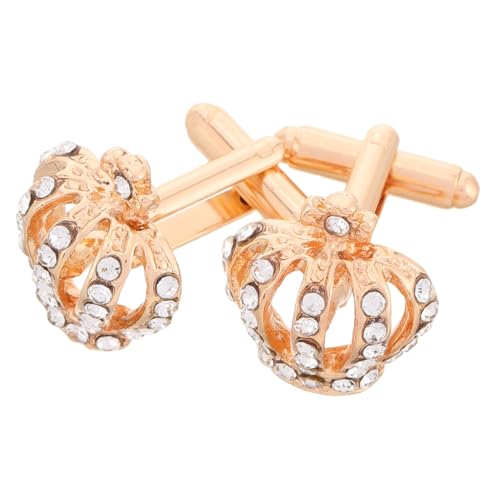 POPETPOP 2 Stück Goldene Manschettenknöpfe mit Funkelndem Design aus Hochwertiger Zinklegierung und Strass Teiliges Stilvoll für Hochzeit und Business Damen und Herren Geeignet von POPETPOP