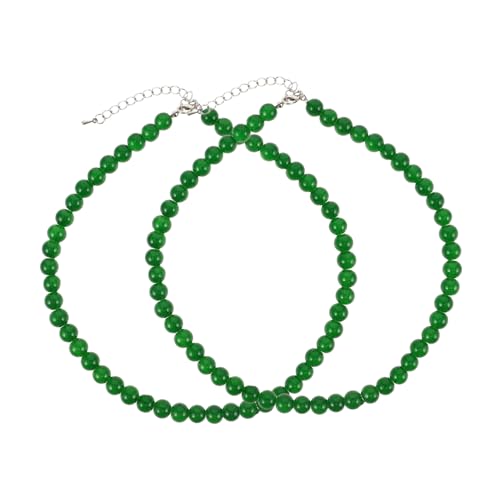 POPETPOP 2 Stück Grüne Perlenhalskette Teilig Handgefertigt Glasperlen Lobster Verschluss Damen Choker Vielseitiger Schmuck für Formelle Anlässe und Freizeitkleidung von POPETPOP