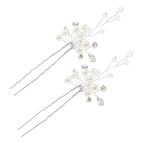 POPETPOP 2 Stück Haarnadeln U Form mit Perlen und Stabile Haarnadeln für Hochzeit Brautschmuck für Frauen Sicherer Vielseitig für Haartypen von POPETPOP