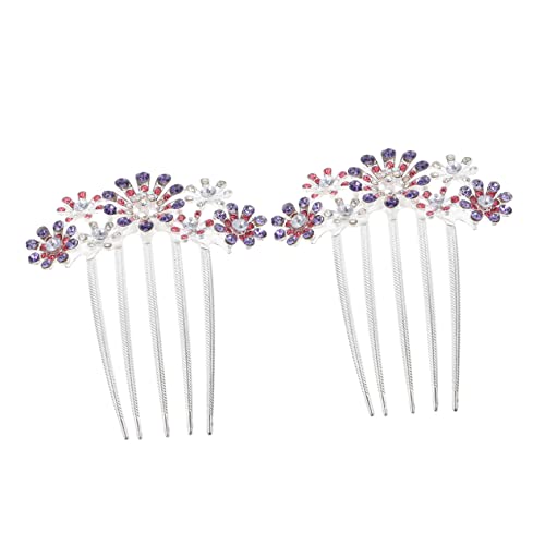 POPETPOP 2 Stk Blumenhaarspangen Für Frauen Silberne Haarspangen Haarschmuck Für Damen Hochzeitshaarspangen Für Bräute Haarschmuck Für Frauen Violett Schmücken Kristall Brautjungfer von POPETPOP