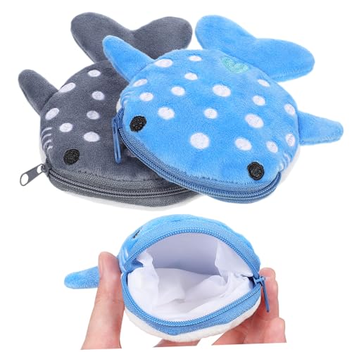 POPETPOP 2 Stück Hai-geldbörse Cartoon-münzbeutel Kasse Reisetasche Für Mädchen Haie Schlüssel Karikatur Form Junge Geldbörse Tier-geldbörse Hai Mit Beutel Plüsch Kristall Superweich von POPETPOP