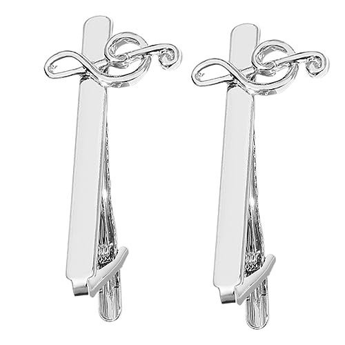 POPETPOP 2 Stück Herren Krawattenklammern mit Musiknoten Design Leichte Stabile Tie Bars aus Poliertem Metall Krawattennadeln für Business Hochzeit Party und Formelle Anlässe von POPETPOP
