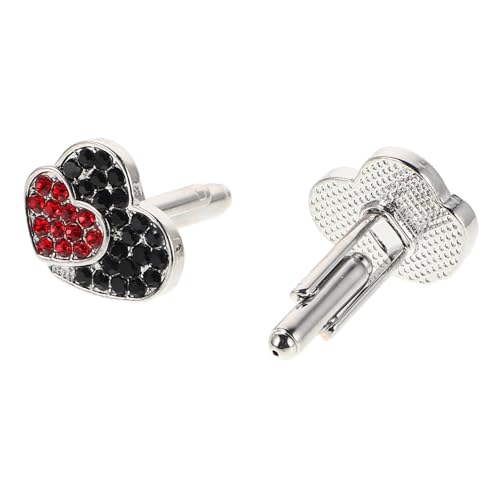 POPETPOP 2 Stück Herzförmige Manschettenknöpfe aus Zinklegierung mit Strassbesatz für Damen Hemd Business Accessoire Modisch Kreativ Robust von POPETPOP