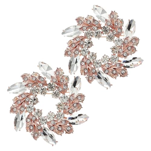 POPETPOP 2 Stück Hochwertige Broschen für Damen Funkelnde Strass Anstecknadeln Brautkleid Accessoires für Hochzeit Bankett und Festliche Anlässe Roségoldfarben Stilvolle Kleidungsschmuck von POPETPOP