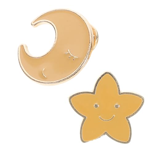 POPETPOP 2 Stück Japanisch Inspirierte Niedliche Broschen aus Robustem Zinklegierung Mond und Stern Langlebige Anstecknadeln für Jacken Rucksäcke Hüte Schmucktack von POPETPOP