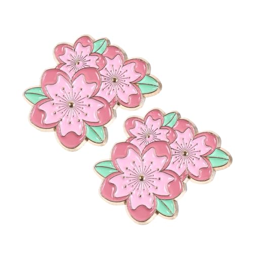 POPETPOP 2 Stück Japanische Kirschblüten Brosche Farbintensive Blumennadeln Sichere Anstecknadeln für Kleidung Rucksack Jacken Leichte Tragbare Modeaccessoires für Damen und Herren von POPETPOP