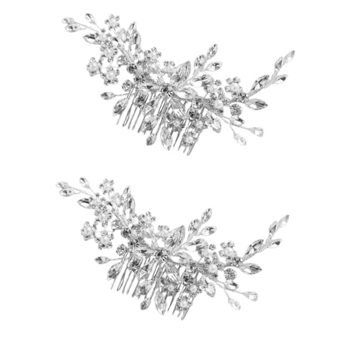 POPETPOP Hochzeitshaar Schmuck 2st Kristall Eingelegter Haarkamm Haarkämme Blumenkämme Aus Strass Perlenhaarspangen Haarschmuck Legierung Hochzeit Braut Haarteil Wedding Hair Accessories von POPETPOP