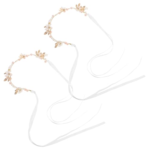 POPETPOP 2 Stück Künstliches Blumen Stirnband Flexibles Leichtes Braut Floral Haarband Eleganter Haarschmuck für Frauen und Mädchen Geeignet für Hochzeit Party Maternity Fotoshootings von POPETPOP