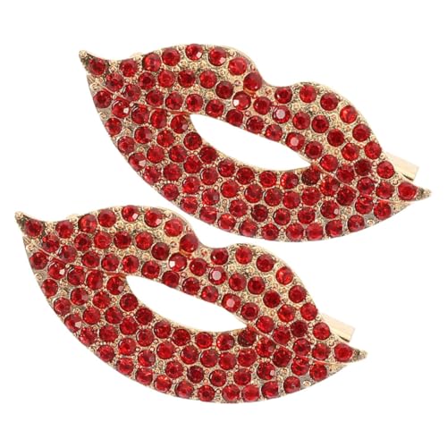 POPETPOP 2 Stück Lippen Brosche mit Funkelnden Strasssteinen Schmuck Anstecknadeln aus Zinklegierung Vielseitige Schal und Pullover Broschen für Damen Stilvolle Kleidung Dekoration von POPETPOP