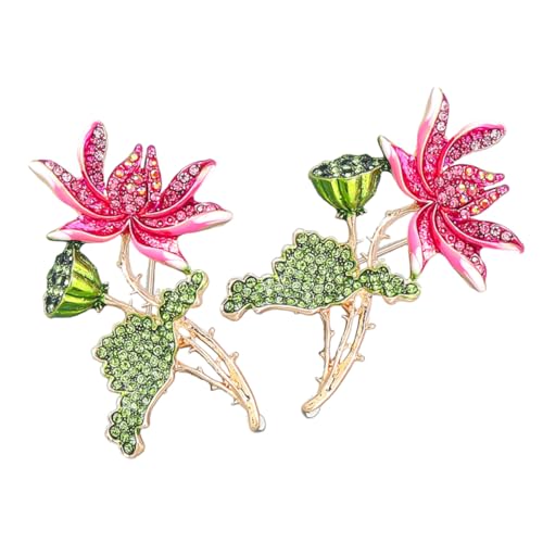 POPETPOP 2 Stück Lotus Broschen aus Langlebiger mit Funkelnden Strasssteinen Dekorative Anstecknadeln für Damen Eleganter Schmuck für Kleidung und Besondere Geschenke von POPETPOP