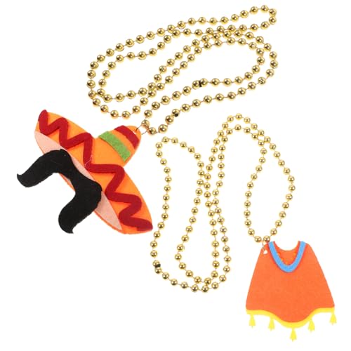POPETPOP 2 Stück Mexikanische Halskette Leichte Partydekoration mit Poncho und Strohhut Anhänger für Fiesta Party Schmuck Festlich Vielseitig für Familie und Freunde von POPETPOP