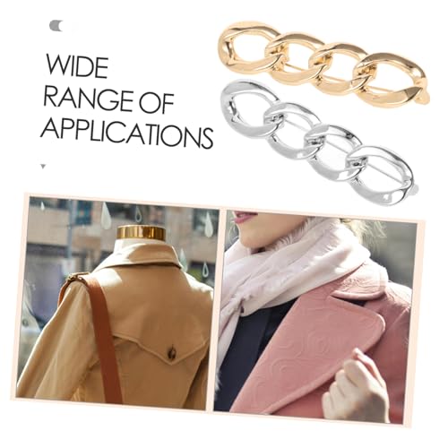 POPETPOP 2 Stück Minimalistische Schalbroschen in Gold und Silber Ketten Brosche zur Kleidungsanpassung Verstellbarer Taillenschmuck für Damen und Mädchen Verhindert Ungewolltes Öffnen und von POPETPOP
