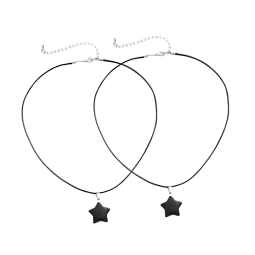 POPETPOP 2 Stück Minimalistische Sternenkette Teiliges mit Natürlichem Steinanhänger Schmuckkette für Teenager Mädchen und Frauen Modischer Sternanhänger Zeitloses Design für Alltag und von POPETPOP