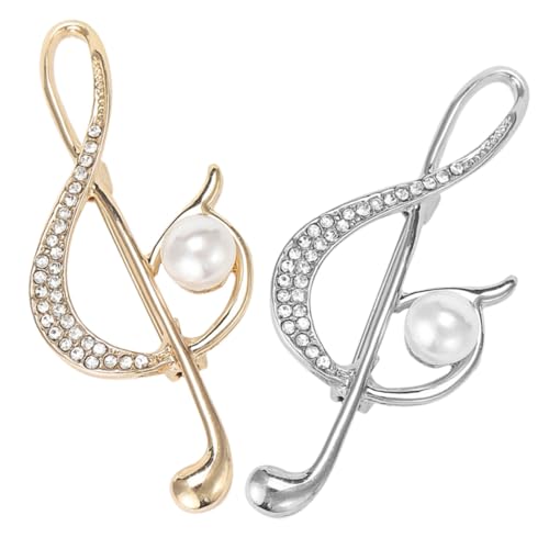 POPETPOP 2 Stück Musiknoten Brosche Anstecknadeln für Kleidung und Hüte Damen Schmuck Kreative Broschennadeln aus Langlebiger Zinklegierung in Gold und Silber Elegant für Alltag und von POPETPOP
