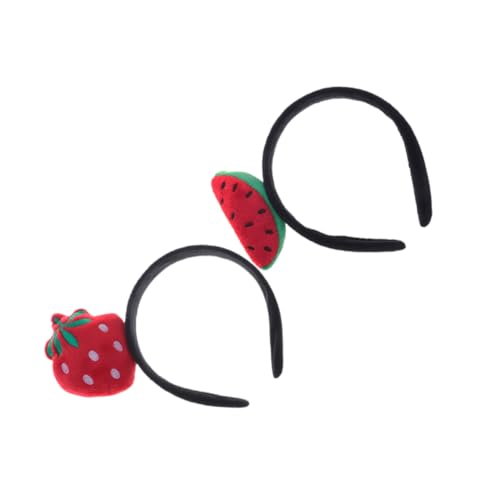POPETPOP 2 Stück Niedliches Teiliges Obst Stirnband mit Verstellbarem Wassermelonen und Erdbeer Haarreif Flexibles Material als Haaraccessoire und Fotorequisite für Party Urlaub von POPETPOP