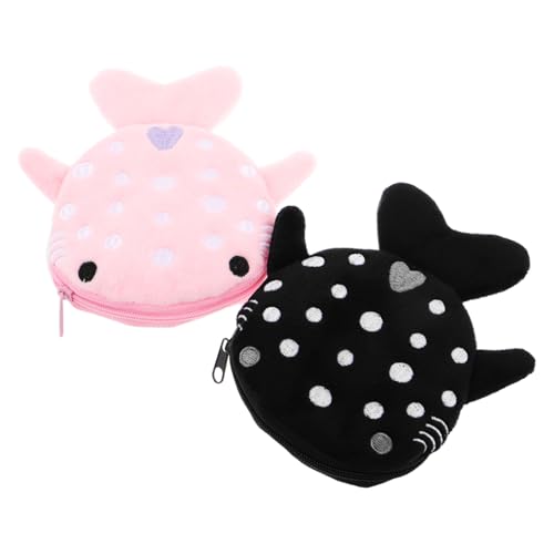 POPETPOP 2 Stück Plüsch Münzbeutel mit Reißverschluss Weicher Kleiner Geldbeutel Damen Kompakte Portemonnaie mit Niedlichem Design für Münzen Bargeld und Schmuck Leicht Tragbar von POPETPOP