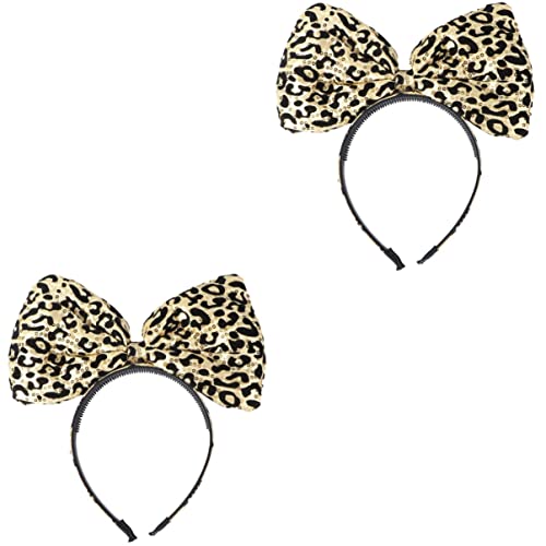 POPETPOP 2 Stk Bogen-leopard-stirnband Stirnbänder Mit Schleife Stirnband Mit Leopardenschleife Halloween-haarreifen Stirnbänder Für Damen-make-up Stoff Requisiten Fräulein Krawatte von POPETPOP