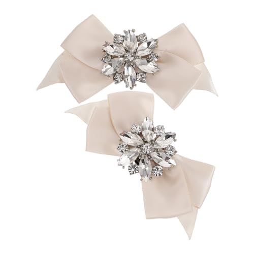 POPETPOP 2 Stück Schleifen Schuhclips aus Stoff mit Funkelnden Strass Schnallen Abnehmbare Schuhdekoration für Brautschuhe High Heels Verschönerung Modische und Tragbare Schuhaccessoires von POPETPOP