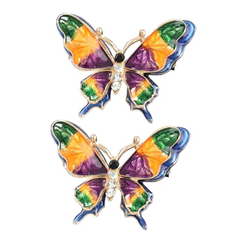 POPETPOP 2 Stück Schmetterling Broschen mit Strass und Perlen Bunte Schmuck Anstecker für Damenjacken Sichere Befestigung Kleidung Deko Langlebig und Elegant von POPETPOP