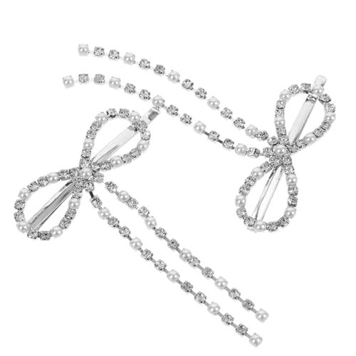 POPETPOP 2 Stück Schöne Haarklammern für Frauen und Mädchen Teiliges Metallische Schleifen Haarspangen Langlebig und Dekorativ für Partys und Alltag Silberfarbene Haarschmuck Accessoires von POPETPOP