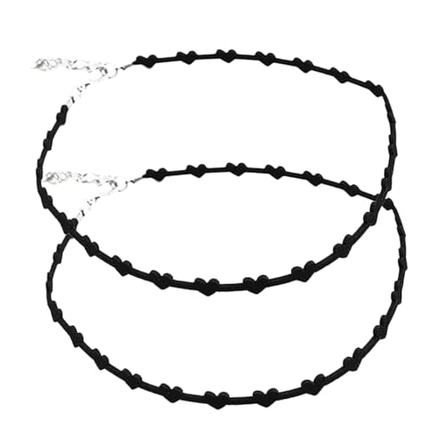 POPETPOP 2 Stück Silberfarbene Herz Choker Halskette Damen Kurz Ketten mit Enganliegend und Stilvoller Schmuck für Alltag und Besondere Anlässe von POPETPOP