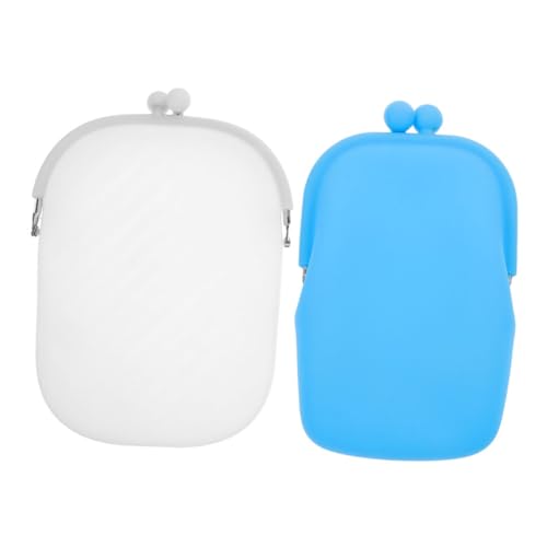 POPETPOP 2 Stück Silikon Münzgeldbörse Kleine Vielseitige Damen Portemonnaies für Reise und Alltag Robustes Material Handlich für Münzen Schlüssel Karten Modisches Design in Blau und Weiß von POPETPOP