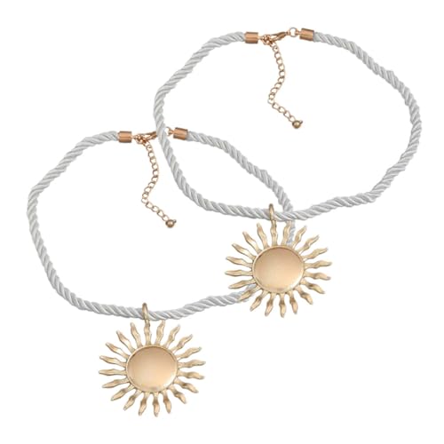 POPETPOP 2 Stück Sonnenblumen Halskette aus Legierung Verstellbarer Damen Anhänger Modischer Schmuck für Alltag Party Goldfarben von POPETPOP