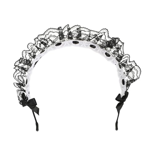 POPETPOP 2 Stück Spitzen Stirnband Knoten Mädchen Haarband Spitze Gothic Stirnband Spitze Kopfbedeckung Spitze Cosplay Kopfschmuck Dienstmädchen Cosplay Stirnband Vintage von POPETPOP